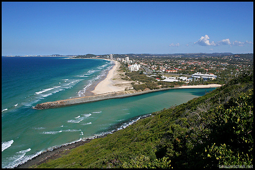 Looking south at he creek mouth as seen from the top of Burleigh Heads
